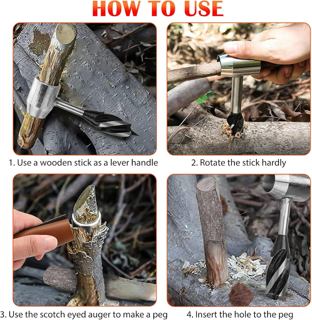 Hand Auger Drill Wrench with Scotch Eye Wood Drill Peg and Manual Hole Maker G714804