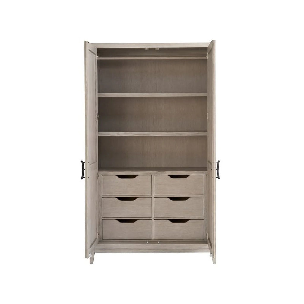 Gray Oak Wood Two Door Wardrobe O4961