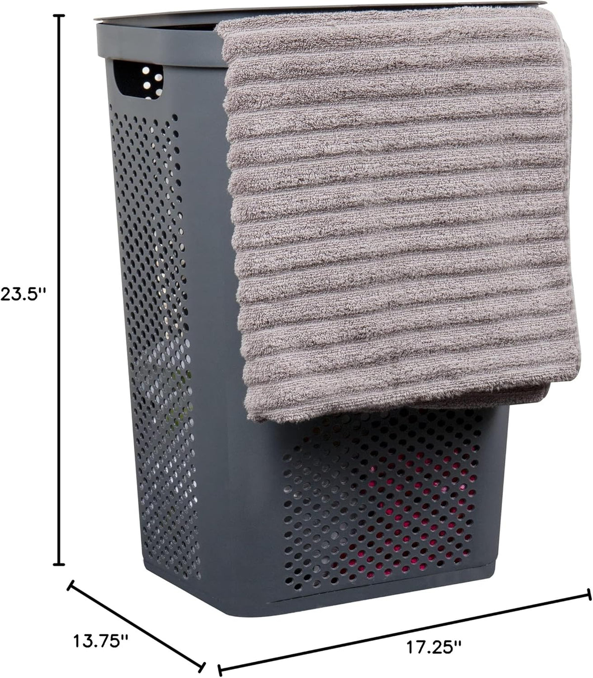 60L Slim Plastic Laundry Hamper with Lid, Gray E11319