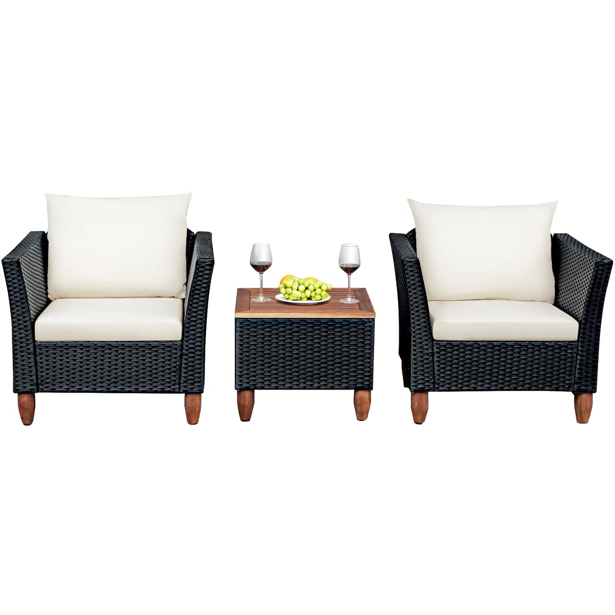 3-Piece Wicker Patio Furniture Set with Cushions & Coffee Table R707187