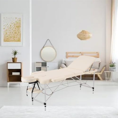 Portable Aluminum Alloy 3 Folding Massage Table with Backrest White Z983191