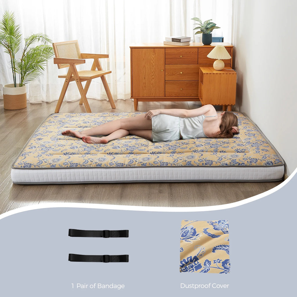 6 Extra Thick Foldable Japanese Floor Mattress, Black, Twin I1968