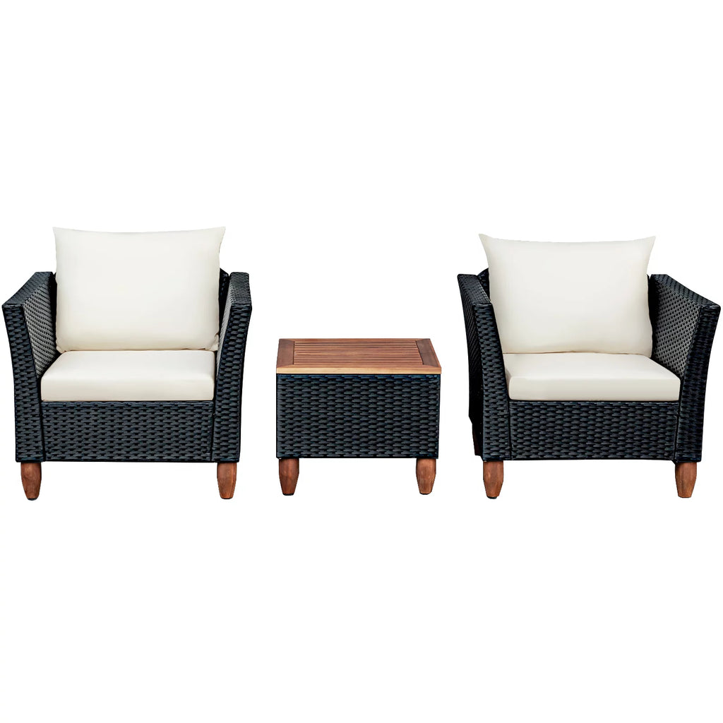 3-Piece Wicker Patio Furniture Set with Cushions & Coffee Table R707187