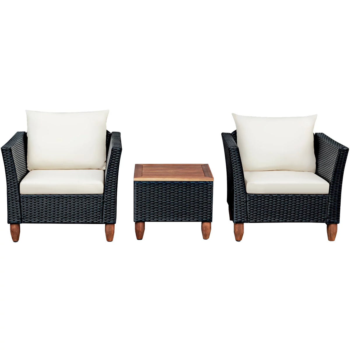 3-Piece Wicker Patio Furniture Set with Cushions & Coffee Table R707187