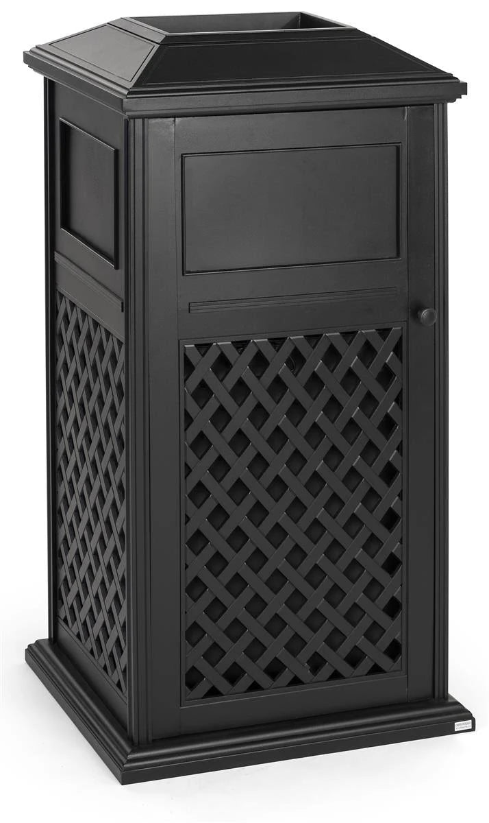 17 Gal Cast Aluminum Black Trash Receptacle F547864