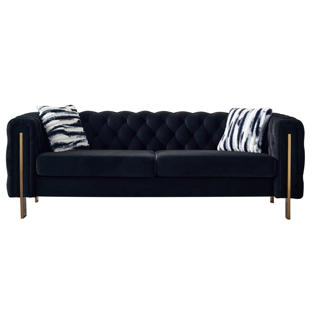 Modern Velvet Tufted Sofa with 2 Pillows S77319