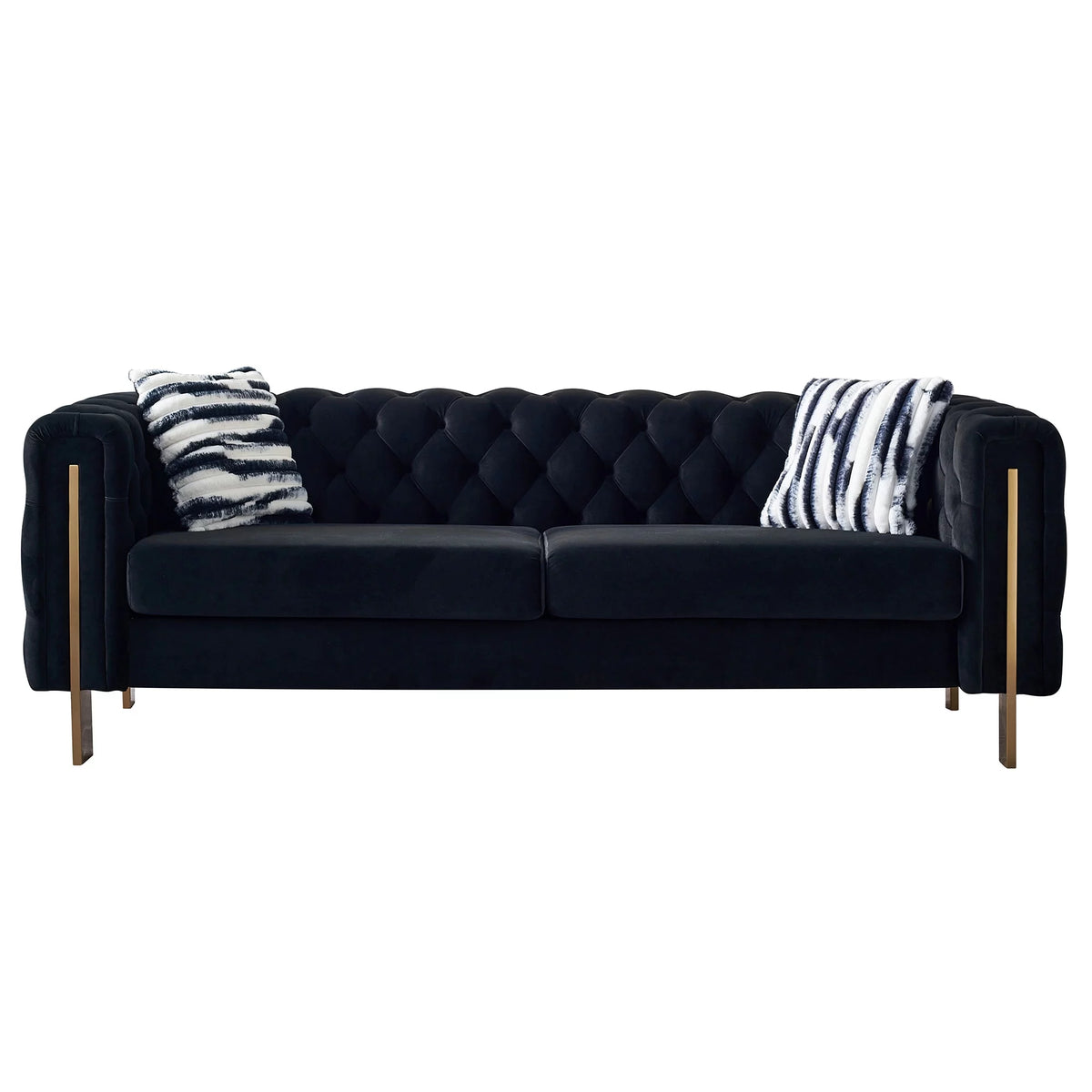 Modern Velvet Tufted Sofa with 2 Pillows S77319