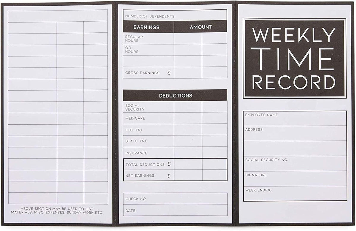 200 Pack Trifold Time Cards (5 x 8 in) G10624