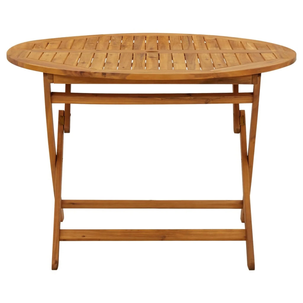 Folding Wood Acacia Round Outdoor Dining Table with Umbrella Hole X32340