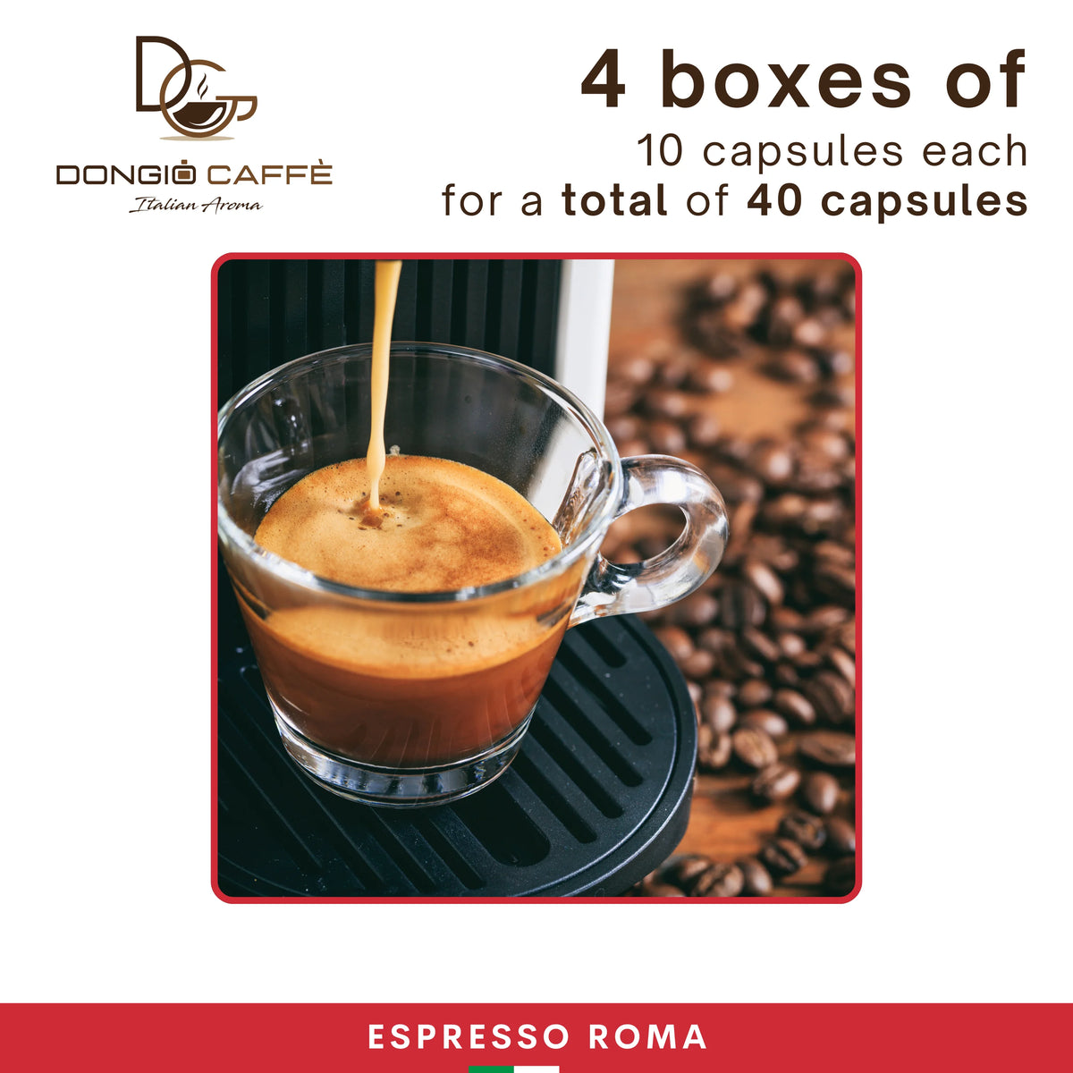 Espresso Capsules Med-Dark Roast Coffee Pods, 40 Ct Q2552