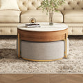Lift Top Nesting Coffee Table with Storage and 3 Stools L607
