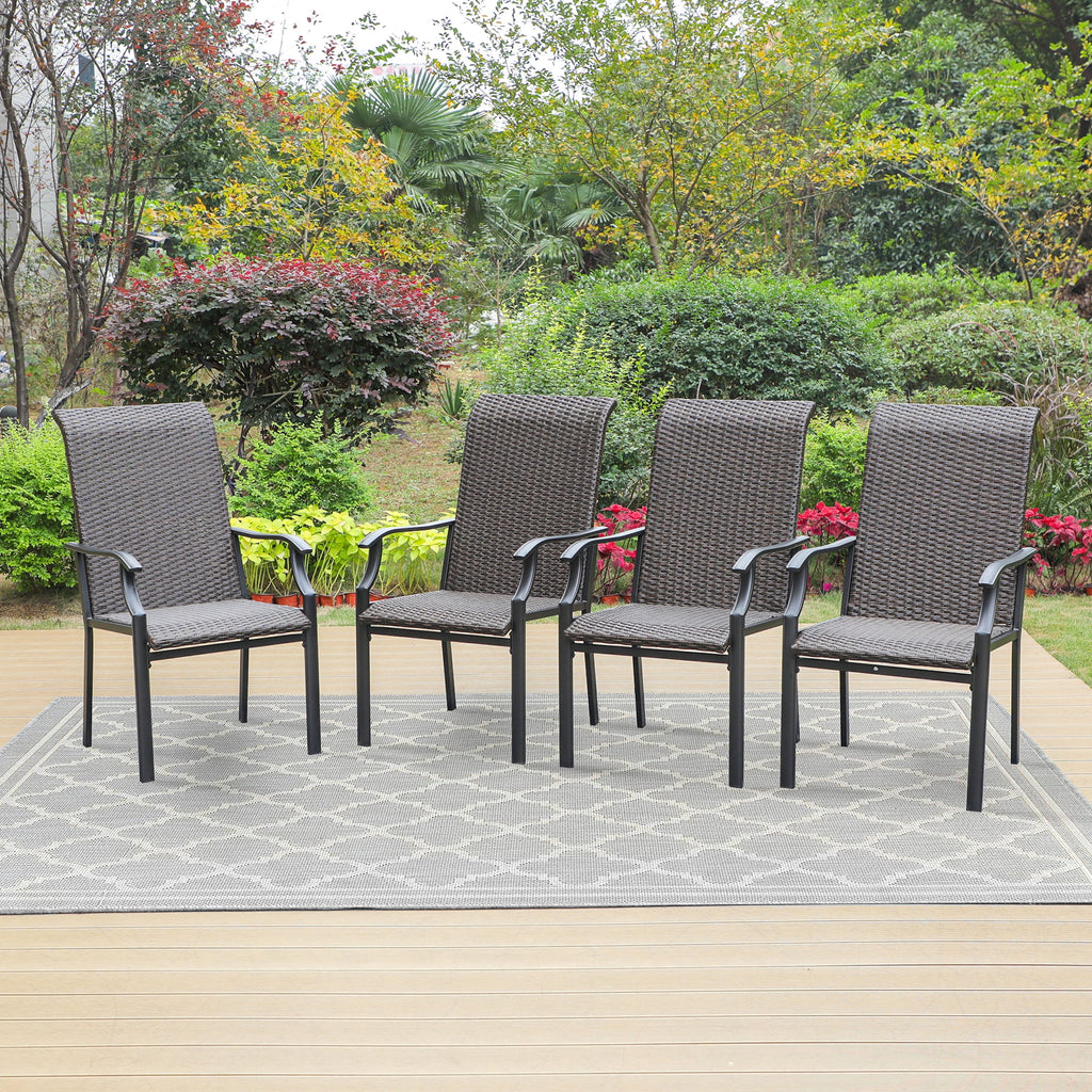 Patio Wicker Rattan Dining Chairs Set of 4 Dark Brown Y59864