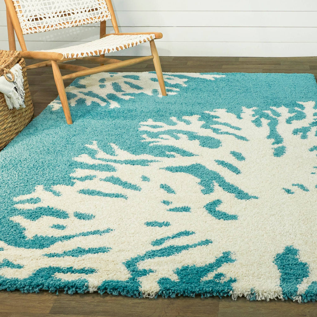 Teal Blue 5 ft. x 7 ft. Shag Area Rug I2666