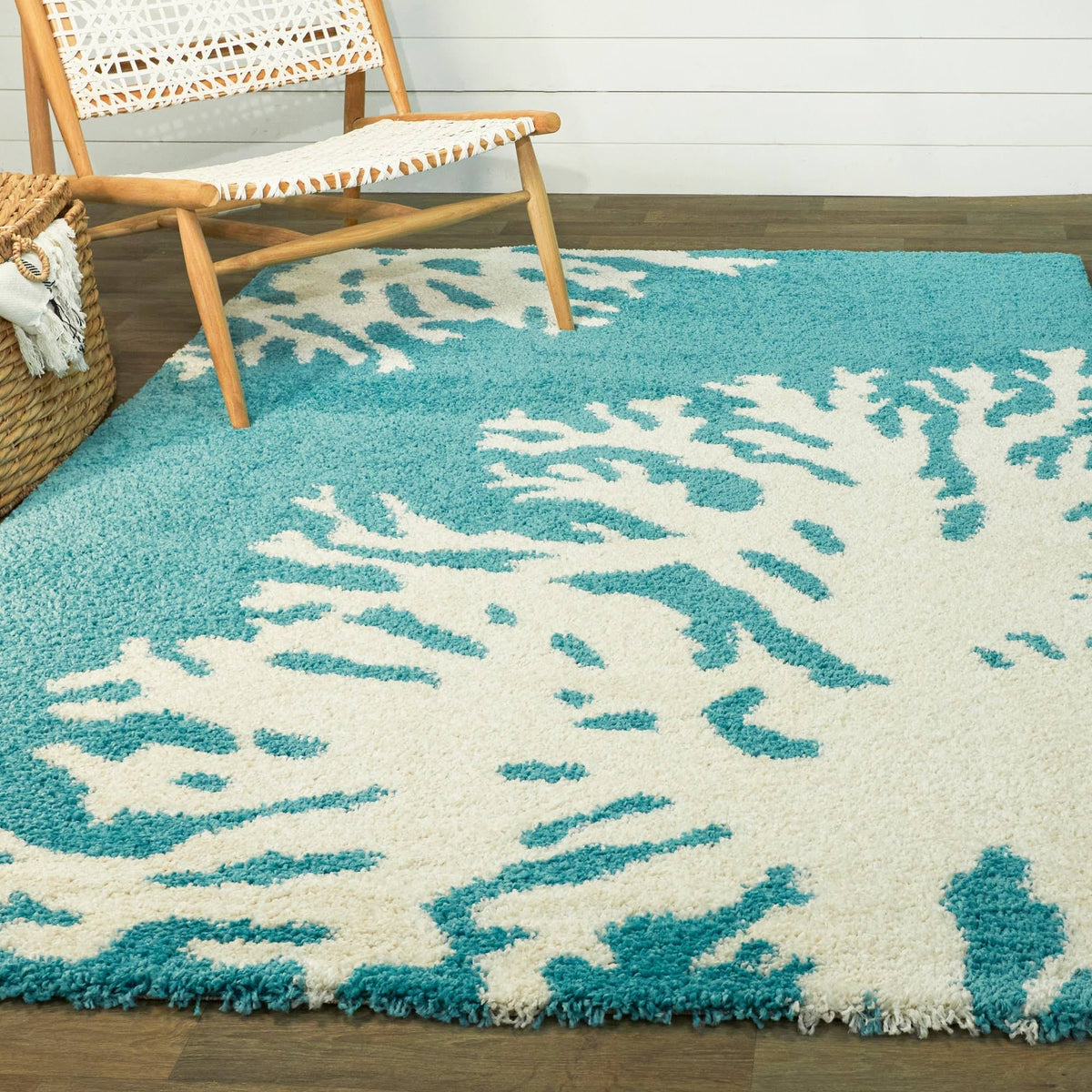 Teal Blue 5 ft. x 7 ft. Shag Area Rug I2666