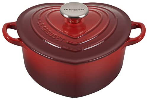 White Enameled Cast Iron 2 Quart Heart Cocotte M3673