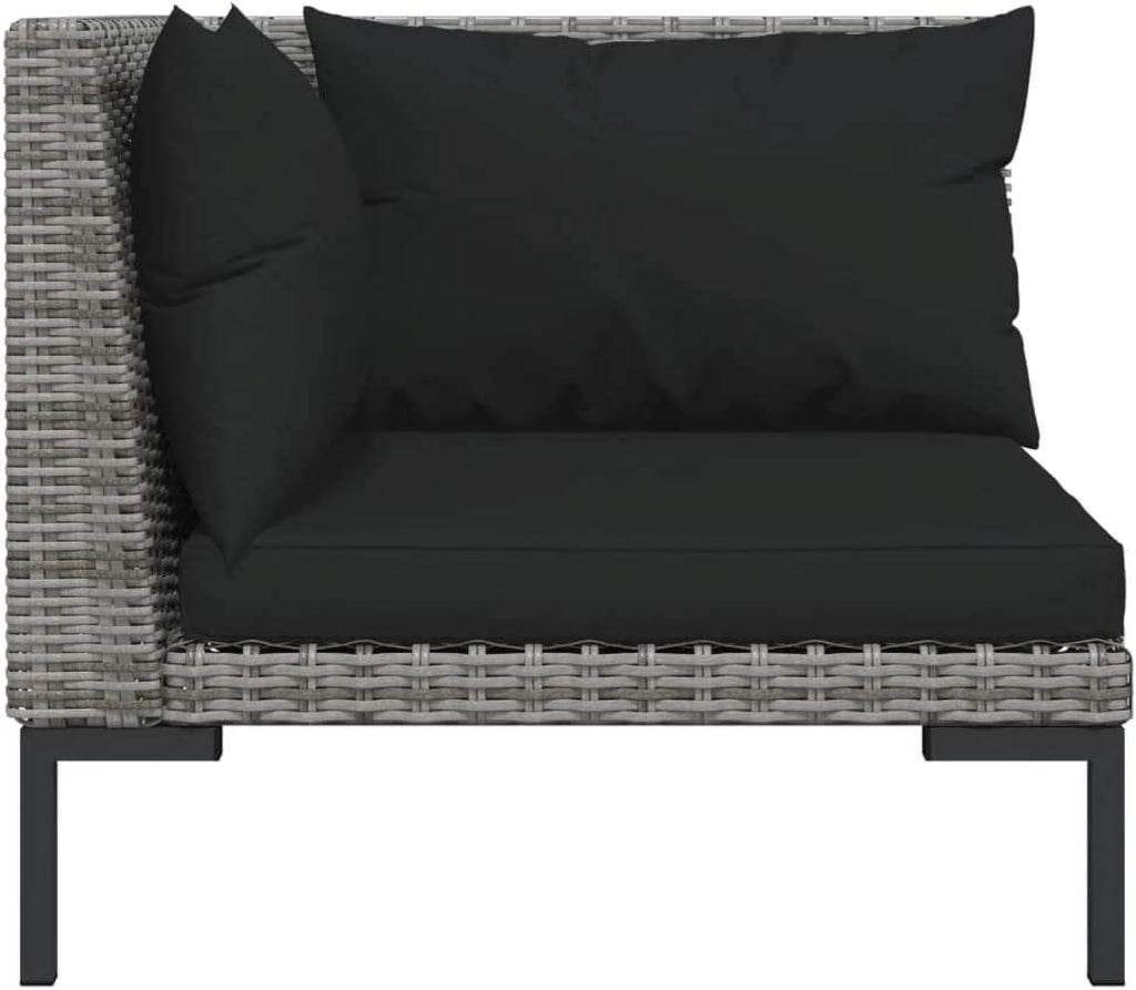 12 Piece Patio Lounge Set with Cushions Poly Rattan Dark Gray H357
