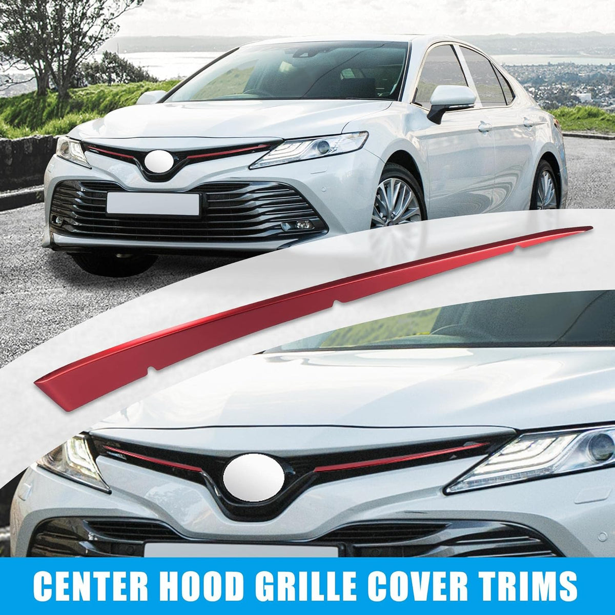 2pcs Front Center Hood Grille Cover Trim D4005