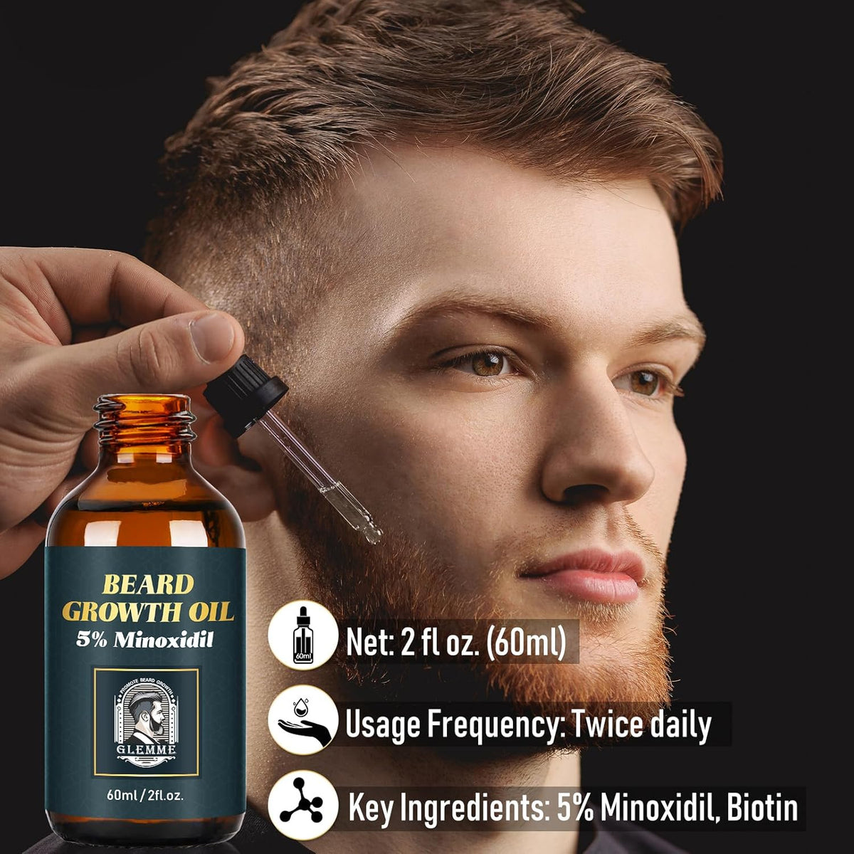 5% Minoxidil Beard Growth Oil Beard Balm for Patchy Beard D97772