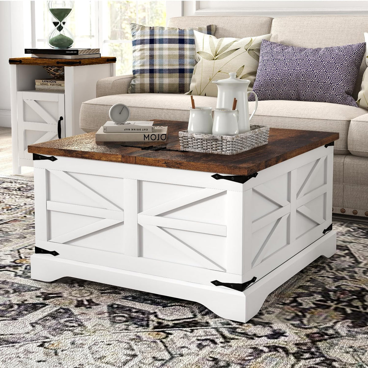 Square Wood Coffee Table with Storage Y99022