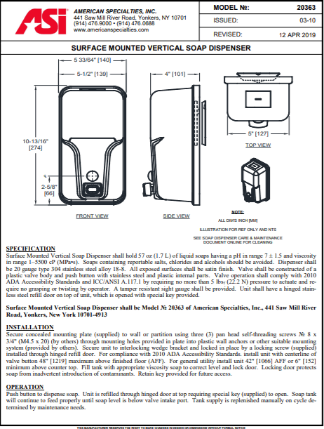 Vertical Soap Dispenser I797025