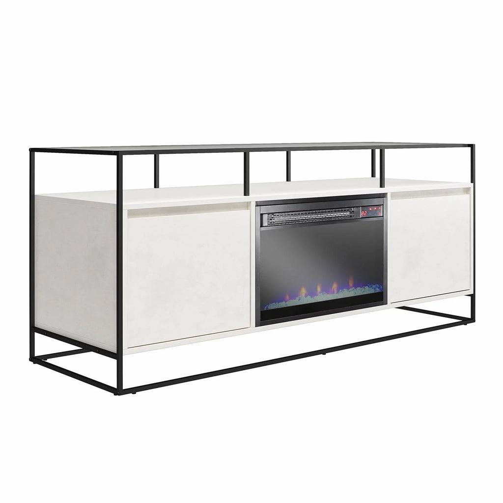 Plaster TV Stand with Electric Fireplace H718092