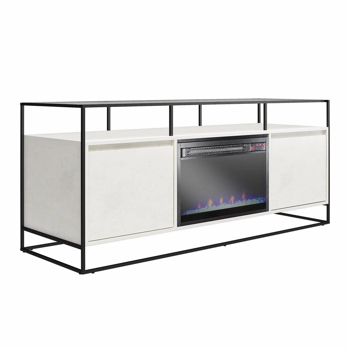 Plaster TV Stand with Electric Fireplace H718092