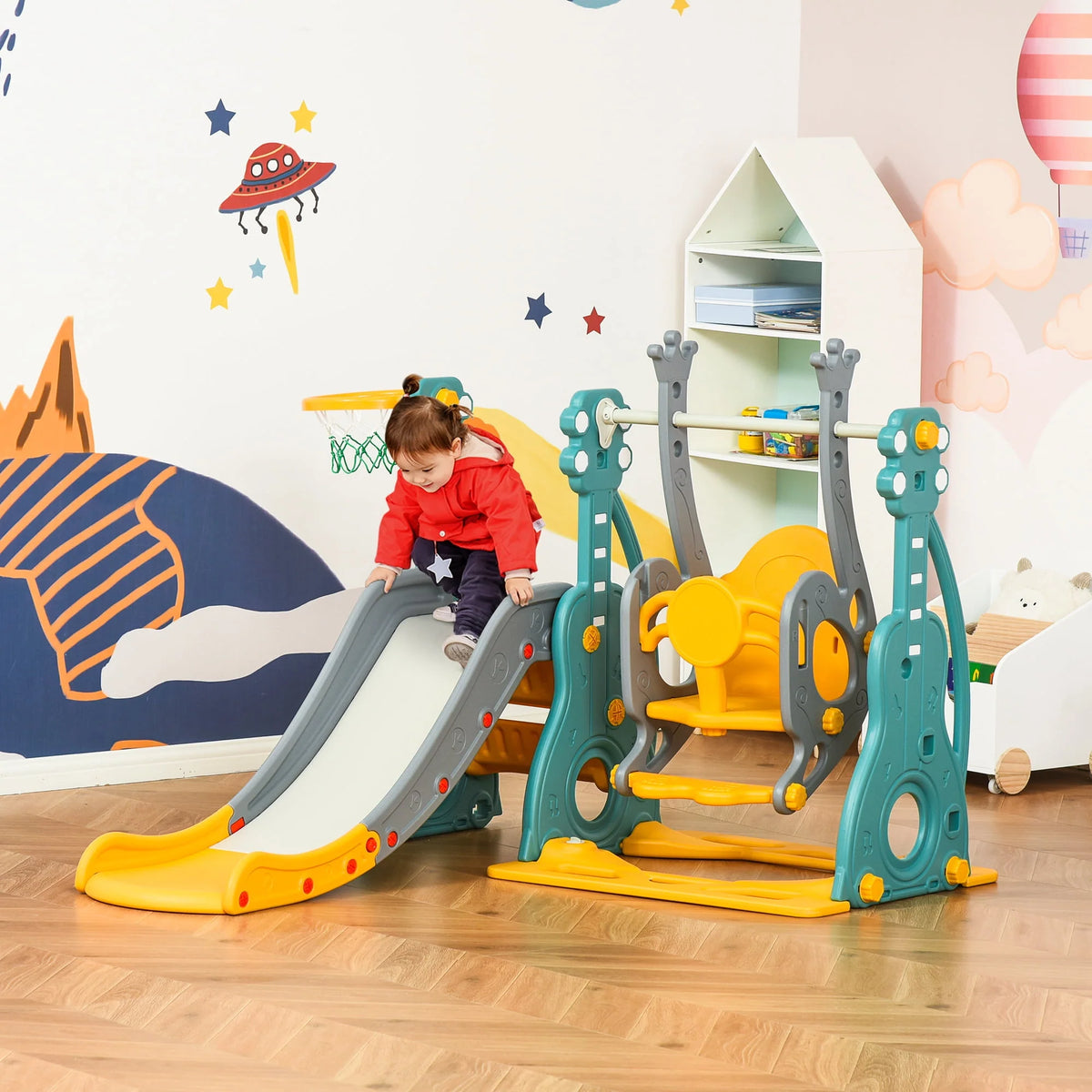 3 in 1 Toddler Swing and Slide Set with Climber L883815