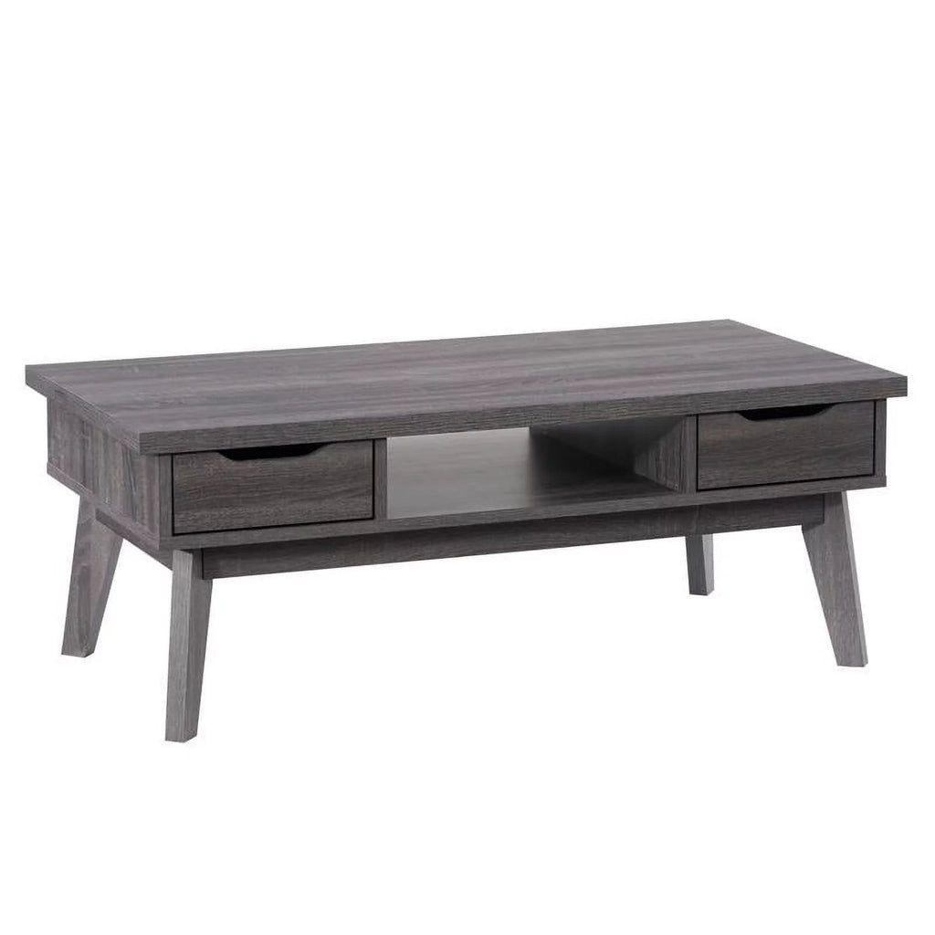 Dark Gray Engineered Wood Coffee Table with Drawers K36744