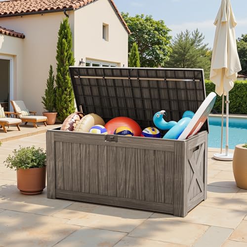 Black 120 Gallon Outdoor Storage Box with Lock K48571