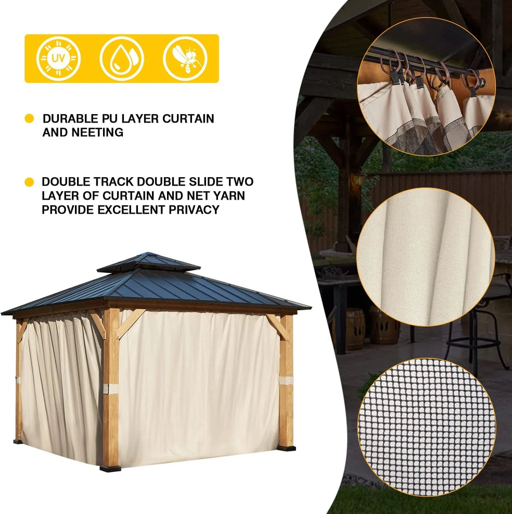 Cedar Wood Frame Gazebo with Metal Roof D7861