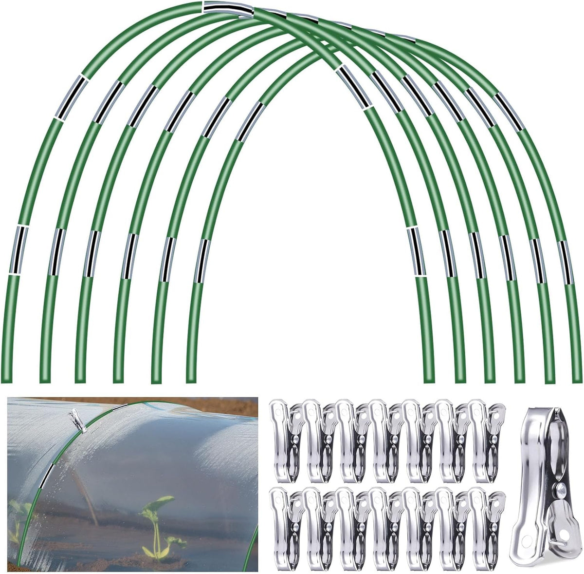 6 Sets 8 FT Long Fiberglass Garden Hoops D83782