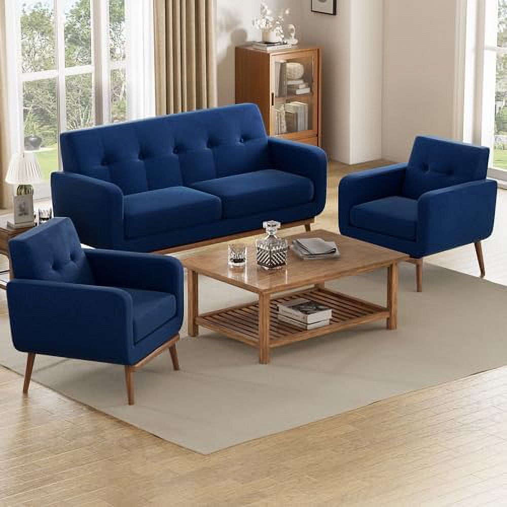 Dark Blue Fabric Accent Arm Chair V3190