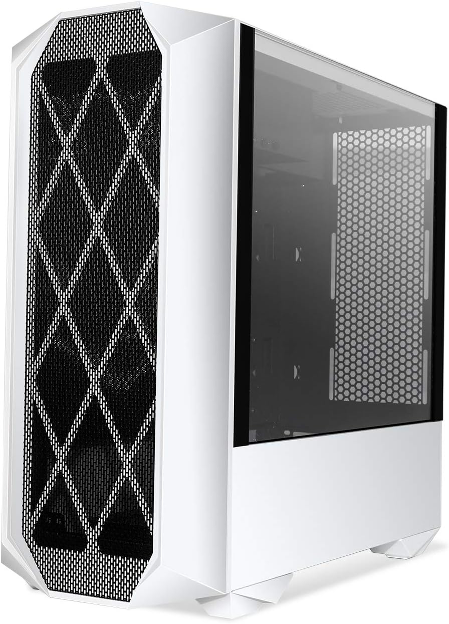 Black ATX Mid Tower PC Gaming Computer Case with Tempered Glass & RGB Front Panel M71756
