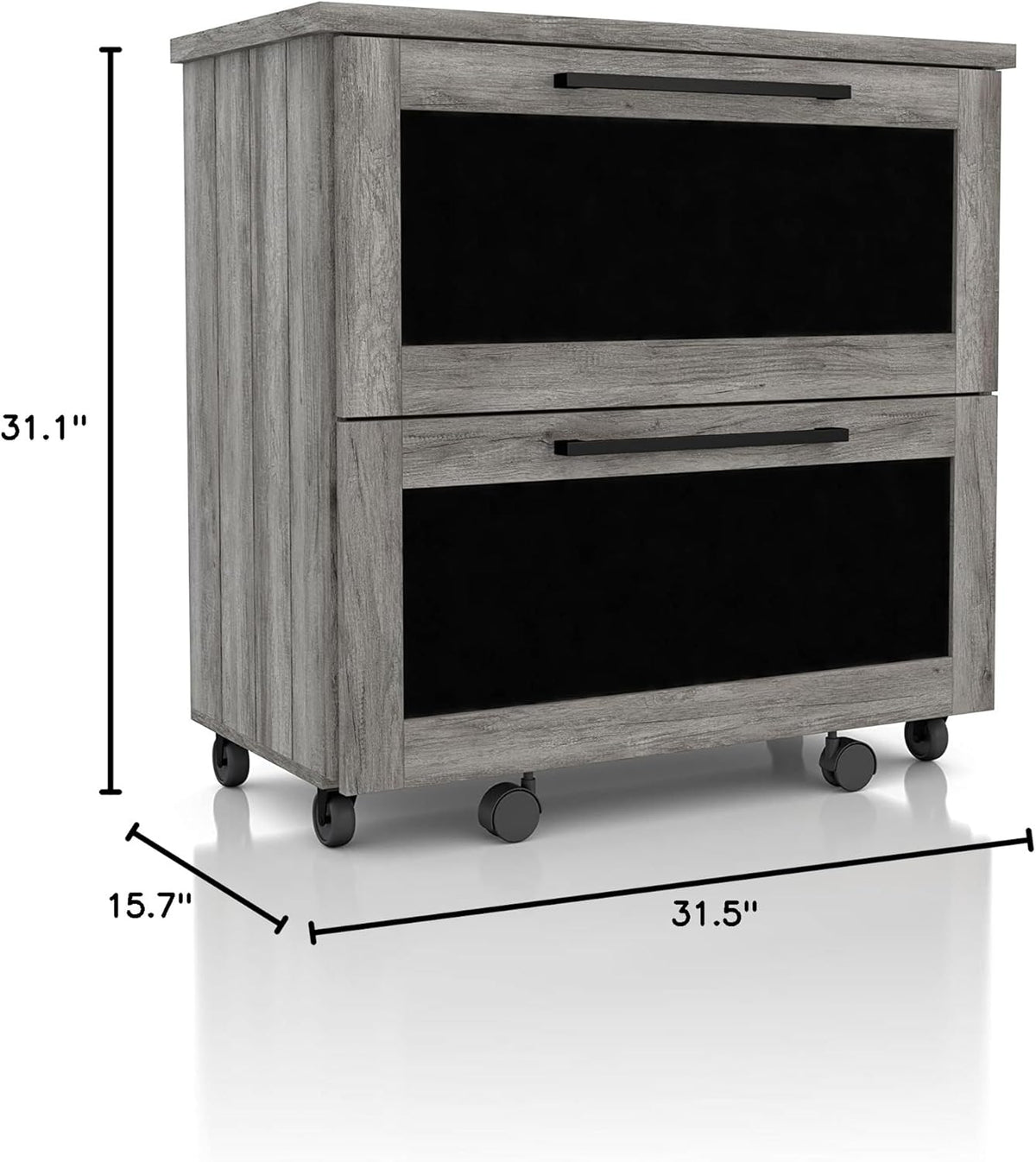 Vintage Grey Oak 2-Drawer File Cabinet MDF Paperboard Mobile V82424