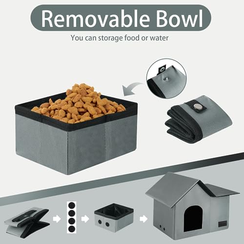 Large Weatherproof Collapsible Cat House with Removable Soft Mat and Bowl I423