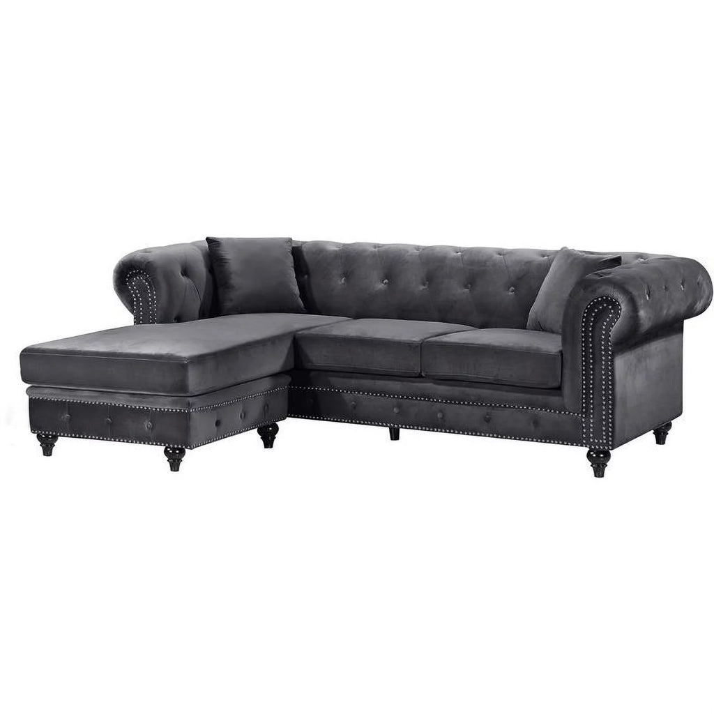 Gray Velvet Reversible Sectional E45996