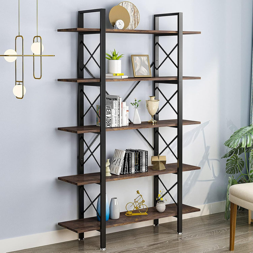 Retro Brown 5 Tier Open Bookshelf R434