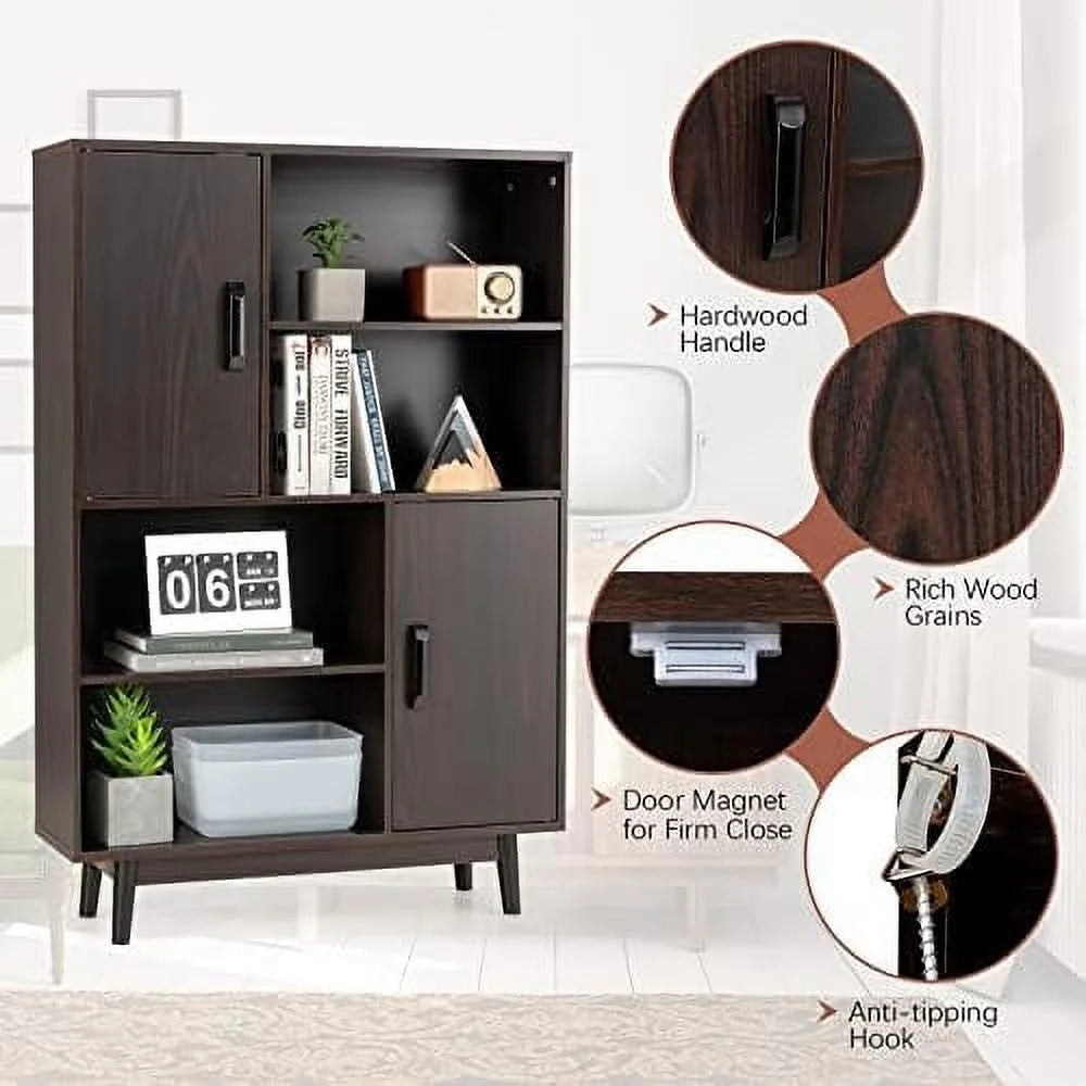 Cabinet with Legs 4-Tier Bookshelf E402