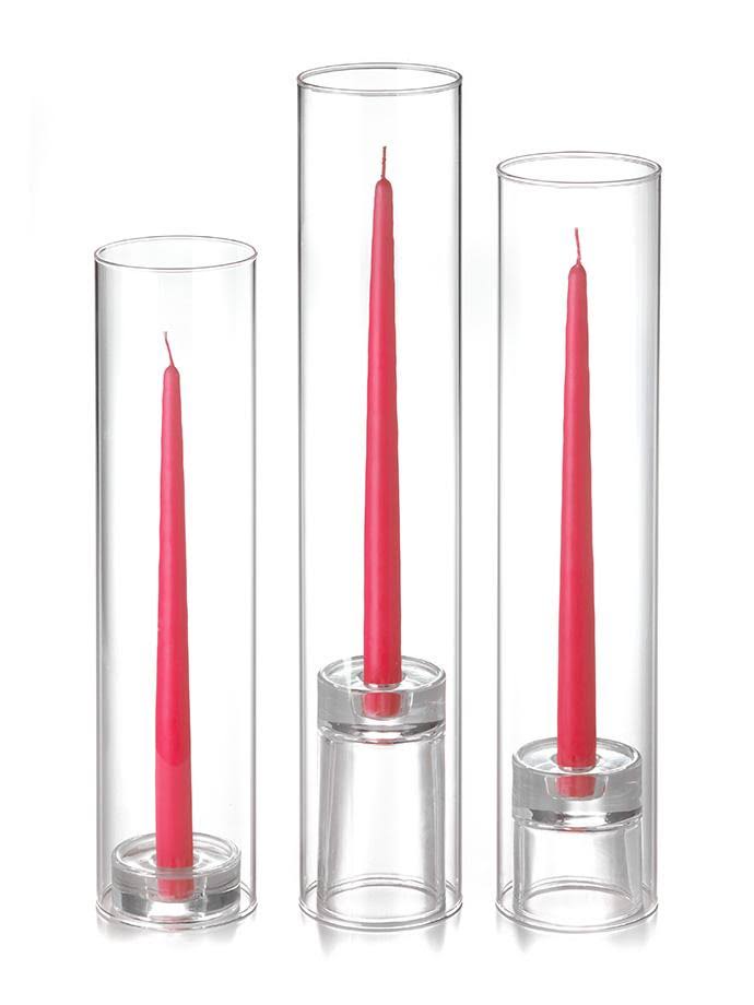 12x22 Taper Candles with Base Holders, Paradise Pink F89627