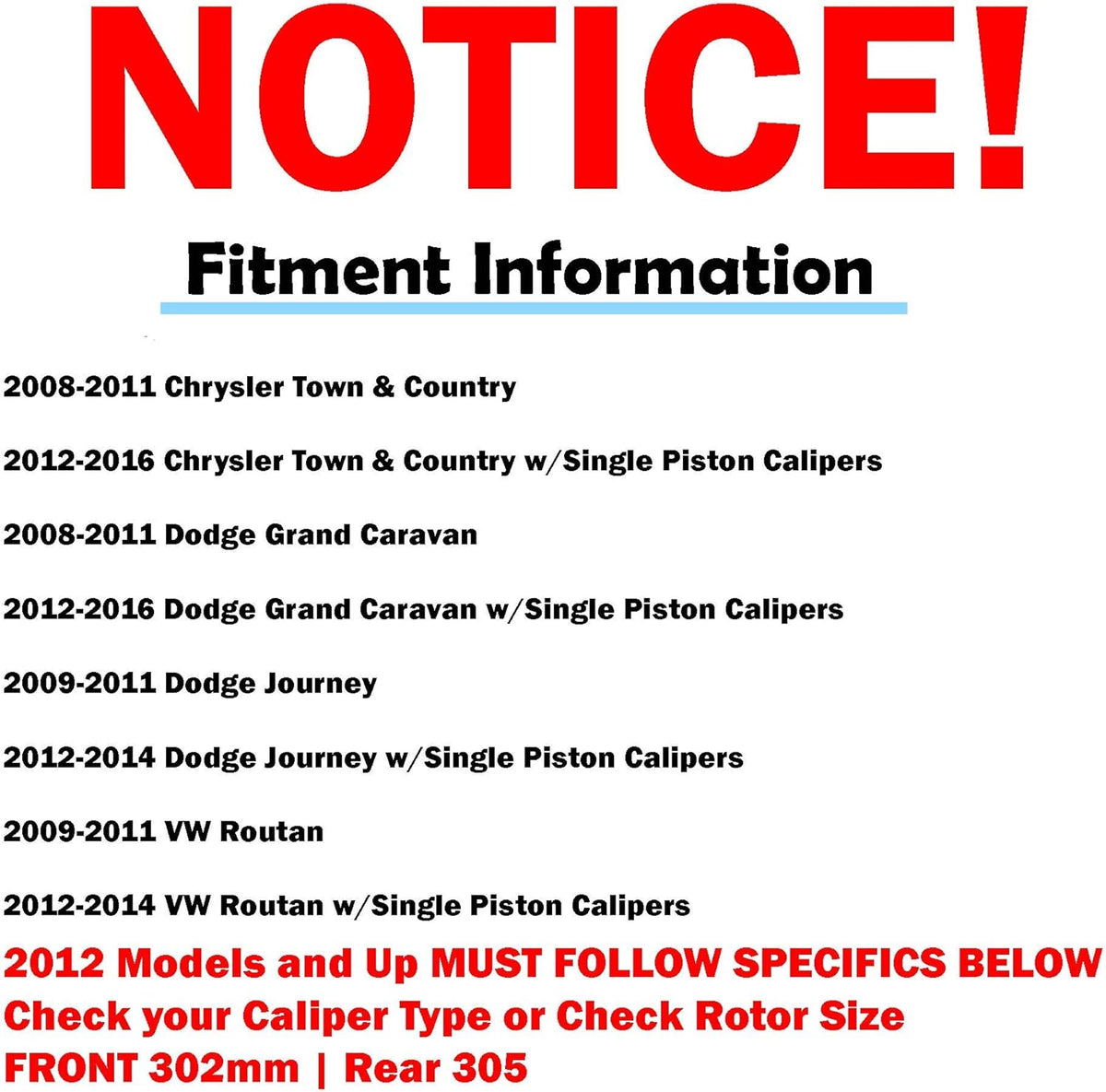 11.88 dia (302mm) FRONT Brake Rotors C9426