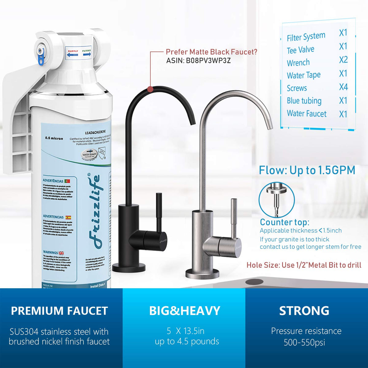 Under Sink Water Filter with Dedicated Faucet W8643
