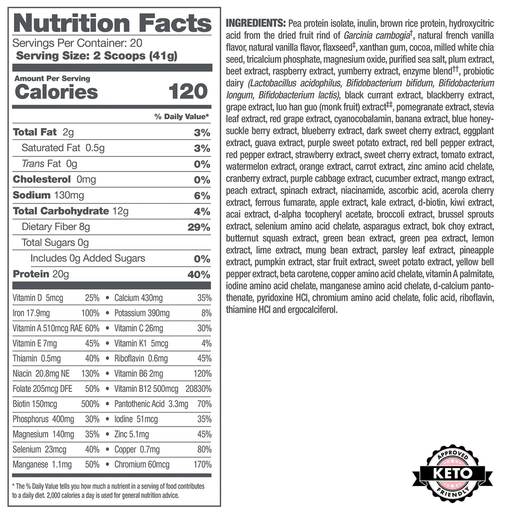 Vanilla Vegan Keto Meal Replacement Protein Powder U631207