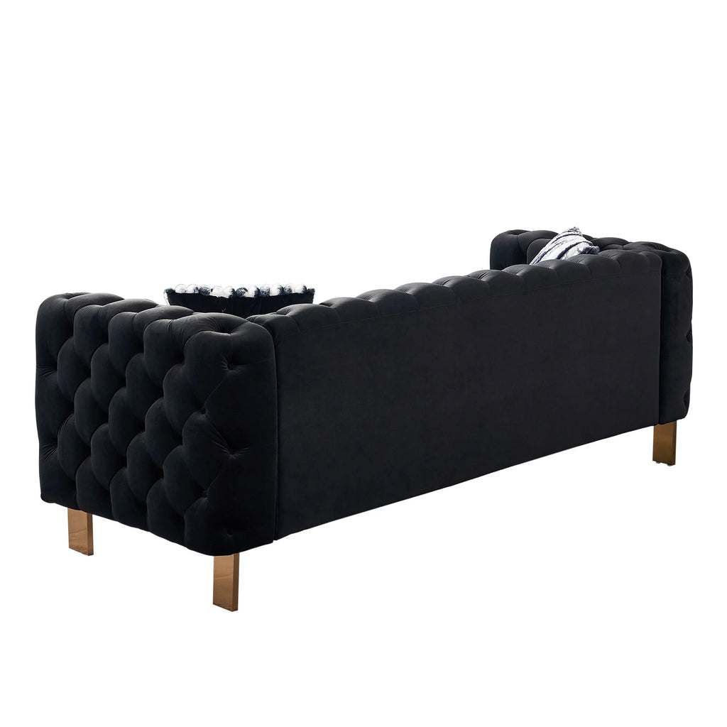 Modern Velvet Tufted Sofa with 2 Pillows S77319
