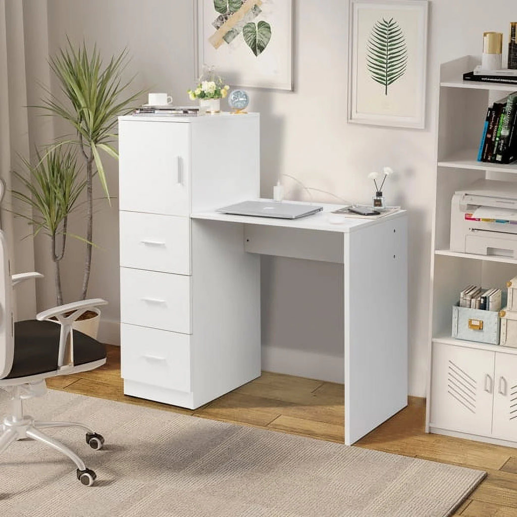 White Office Desk with 3 Storage Drawers J782779