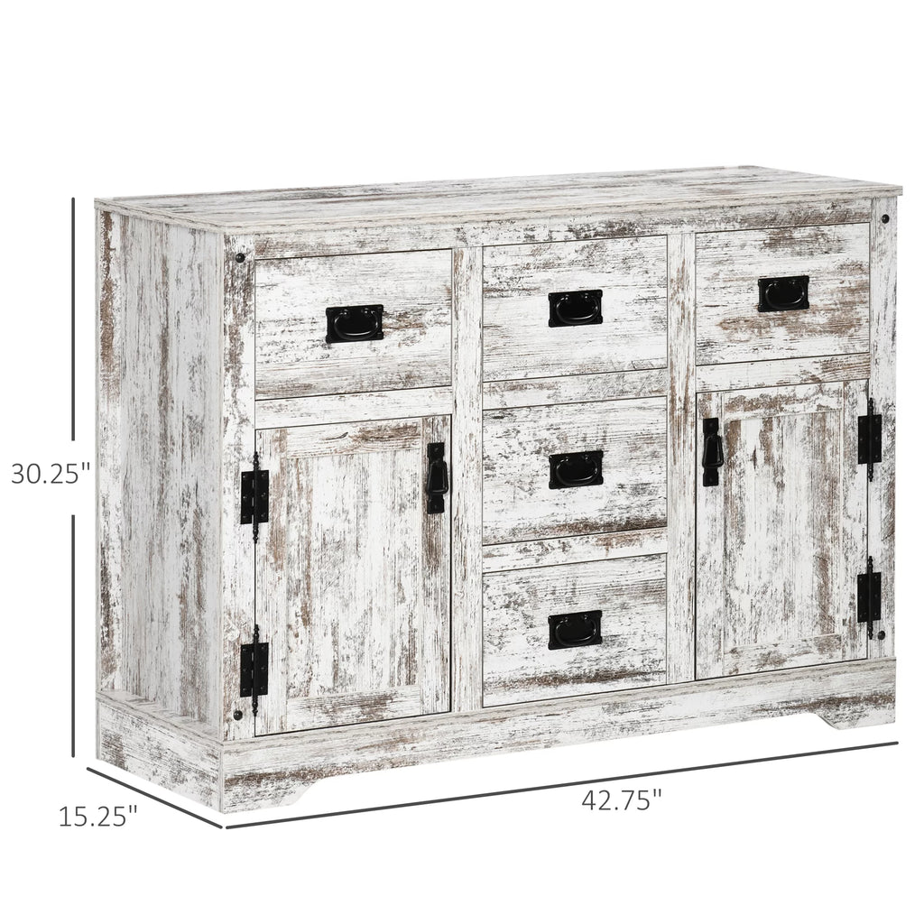 White 5 Drawer Buffet Cabinet N343