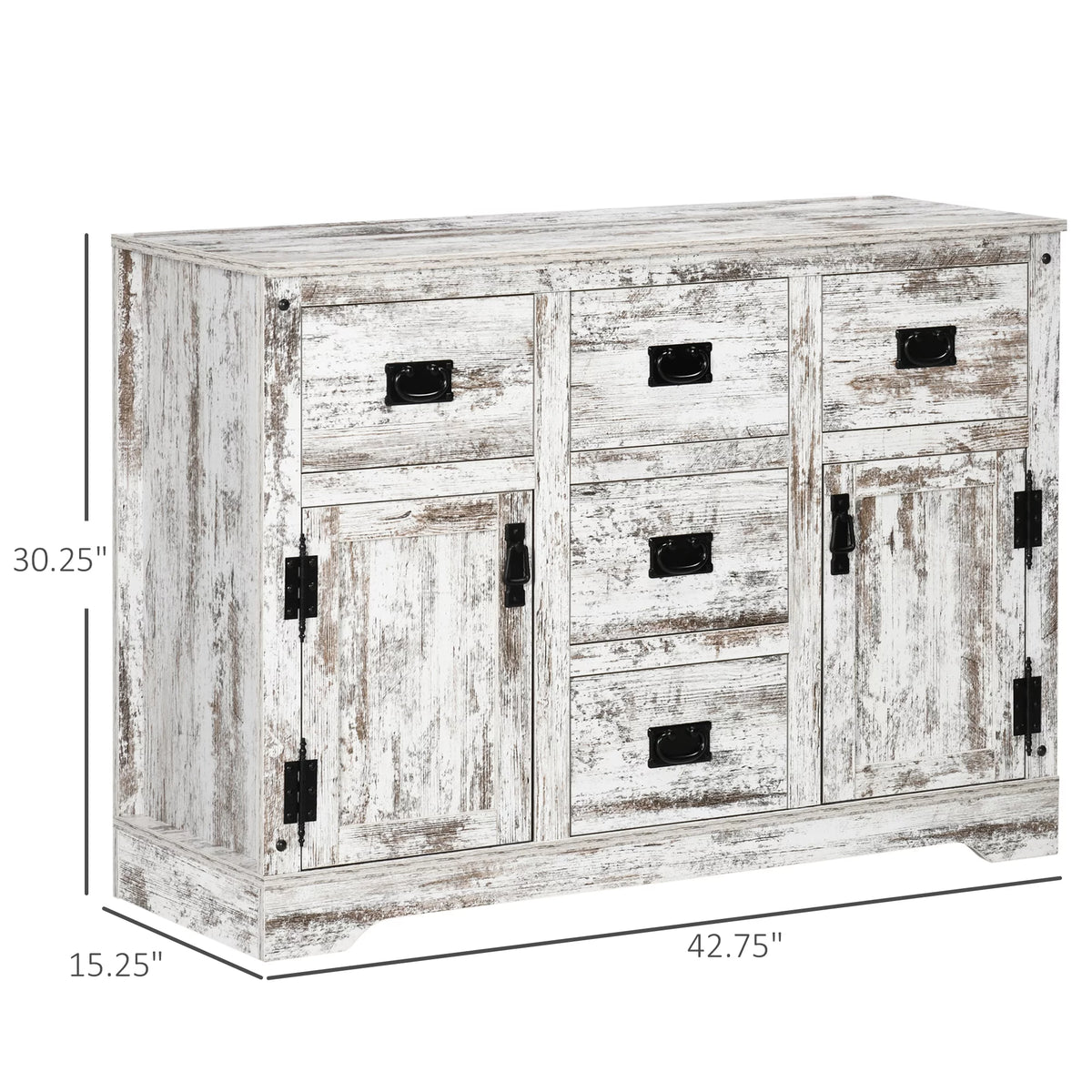 White 5 Drawer Buffet Cabinet N343