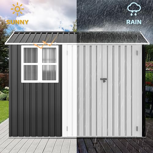 8x6ft Metal Outdoor Storage Shed with Window P433210