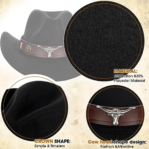 4 Pcs Felt Wide Brim Cowboy Hat D6531
