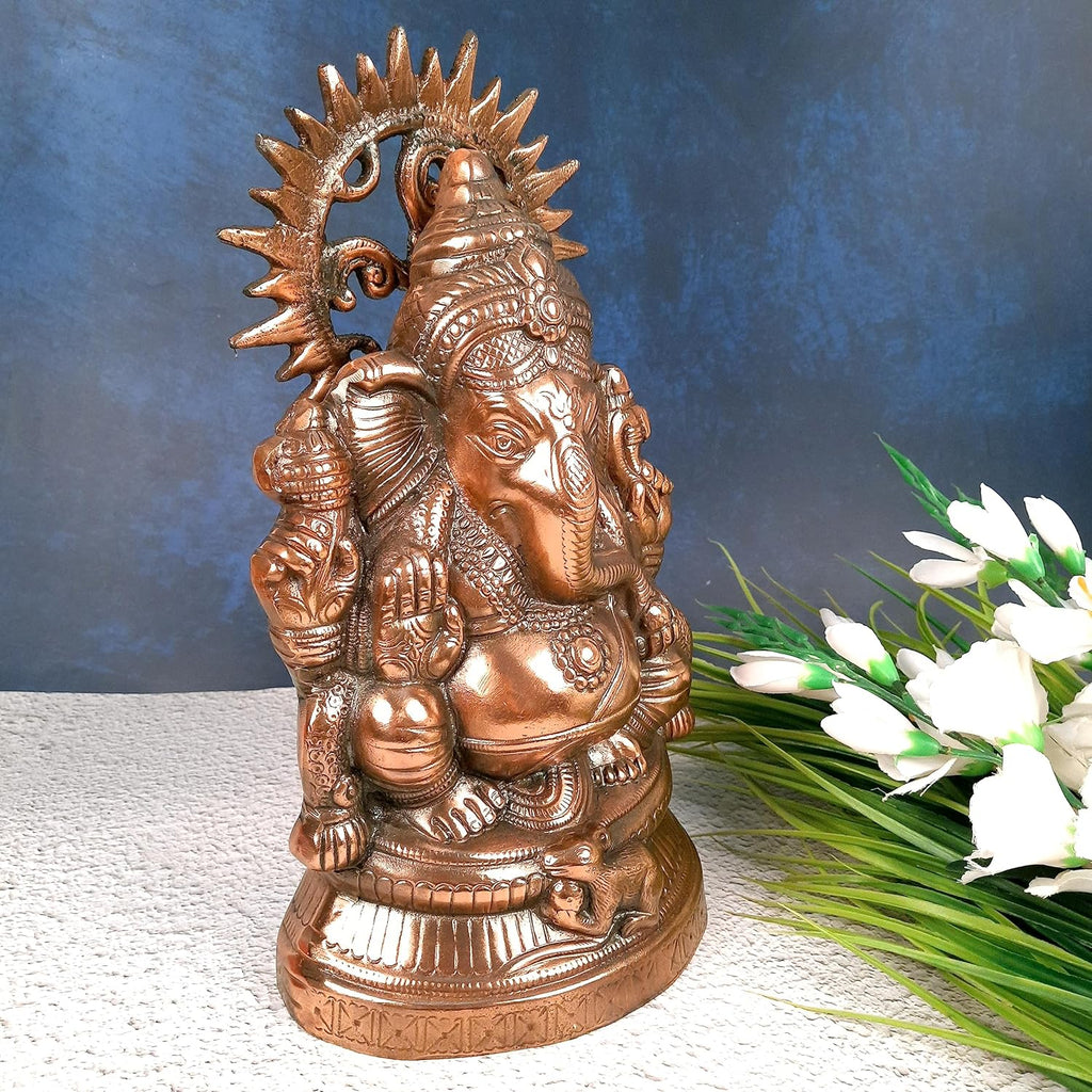 Lord Ganesha Statue Metal 15 Inch Bronze C84736