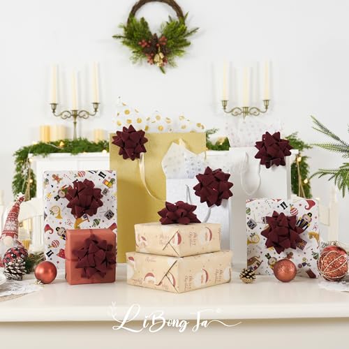Dark Red Velvet Gift Bow 12 PCs Y499